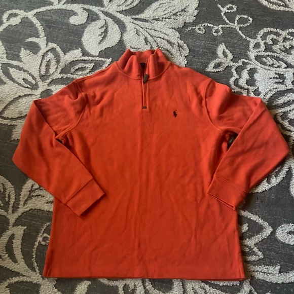 Polo ralph lauren 1/4 zip pull over. Excellent condition. Size large. Orange - Picture 1 of 3